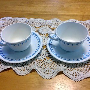 Vintage Corelle Snowflake Garland cups, saucers